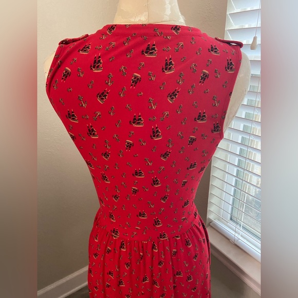 Leifnotes Red Casual Dress w Anchors &  ships size XS - Picture 11 of 11
